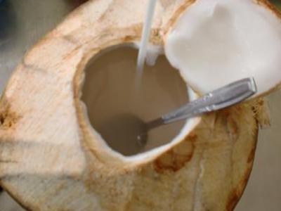 fresh young coconut open